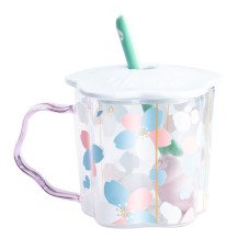 Children's cup with lid and spoon, blue
