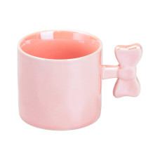 Ceramic cup with bow handle Serious Life 350 ml Pink