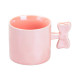 Ceramic cup with bow handle Serious Life 350 ml Pink